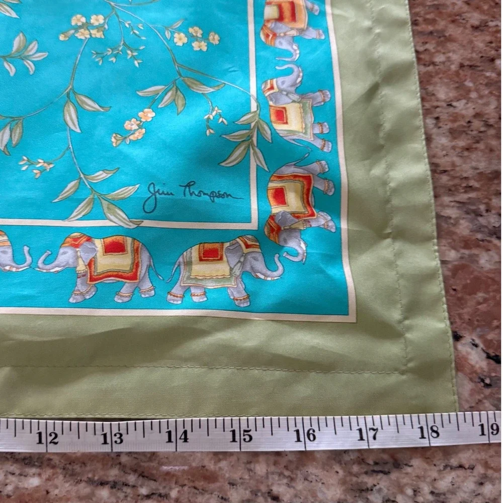 Vtg Pair Jim Thompson 100% Thai Silk Elephant Pillow Covers Turquoise 17